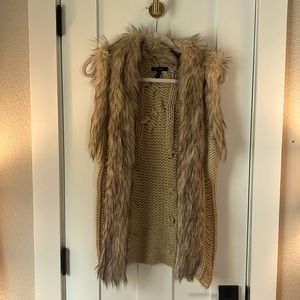 Cozy Faux Fur Trim Knit Sweater Vest • Boho Winter Layering